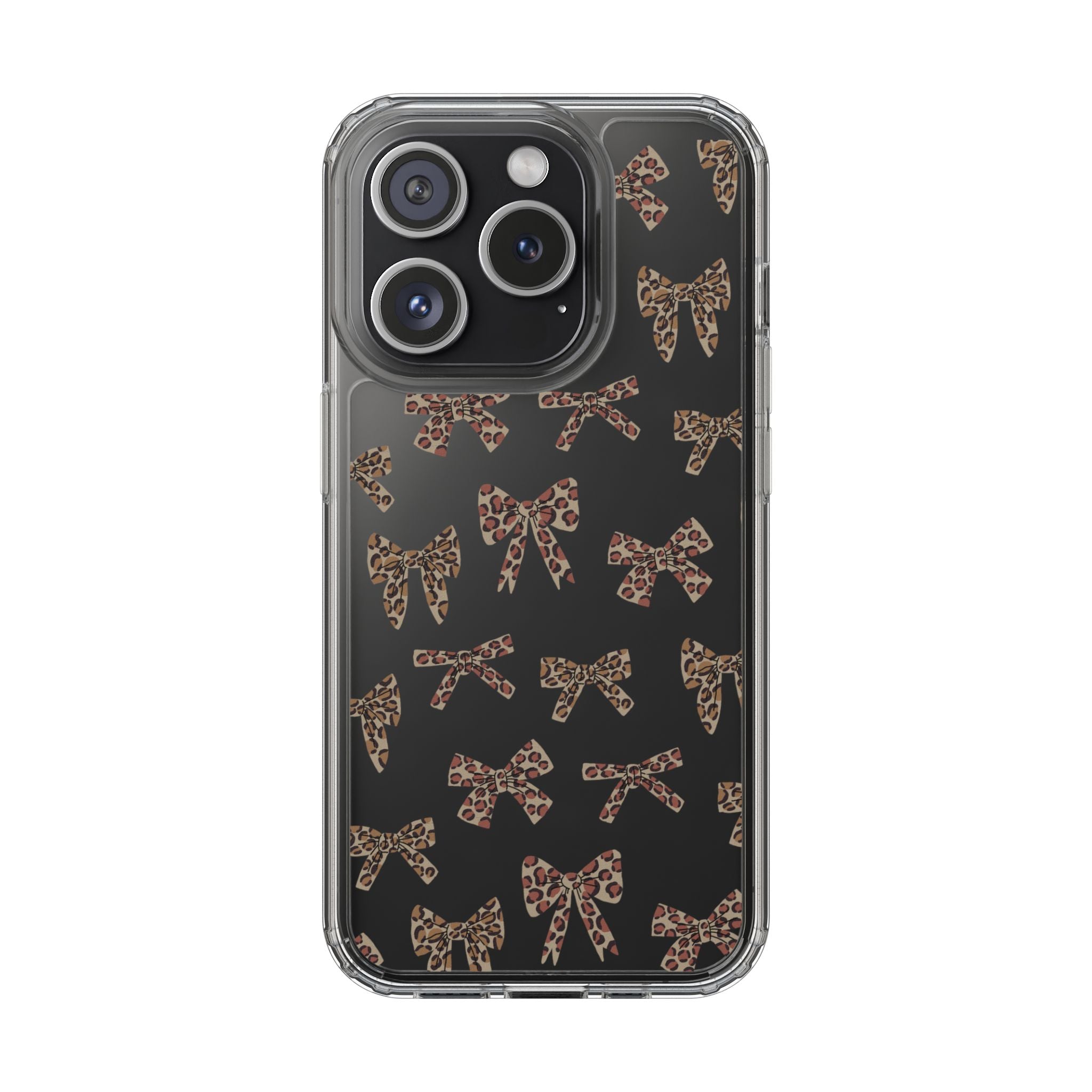 Leopard Bow Clear Phone Case — Transparent iPhone Case with Cute Animal Print Bows