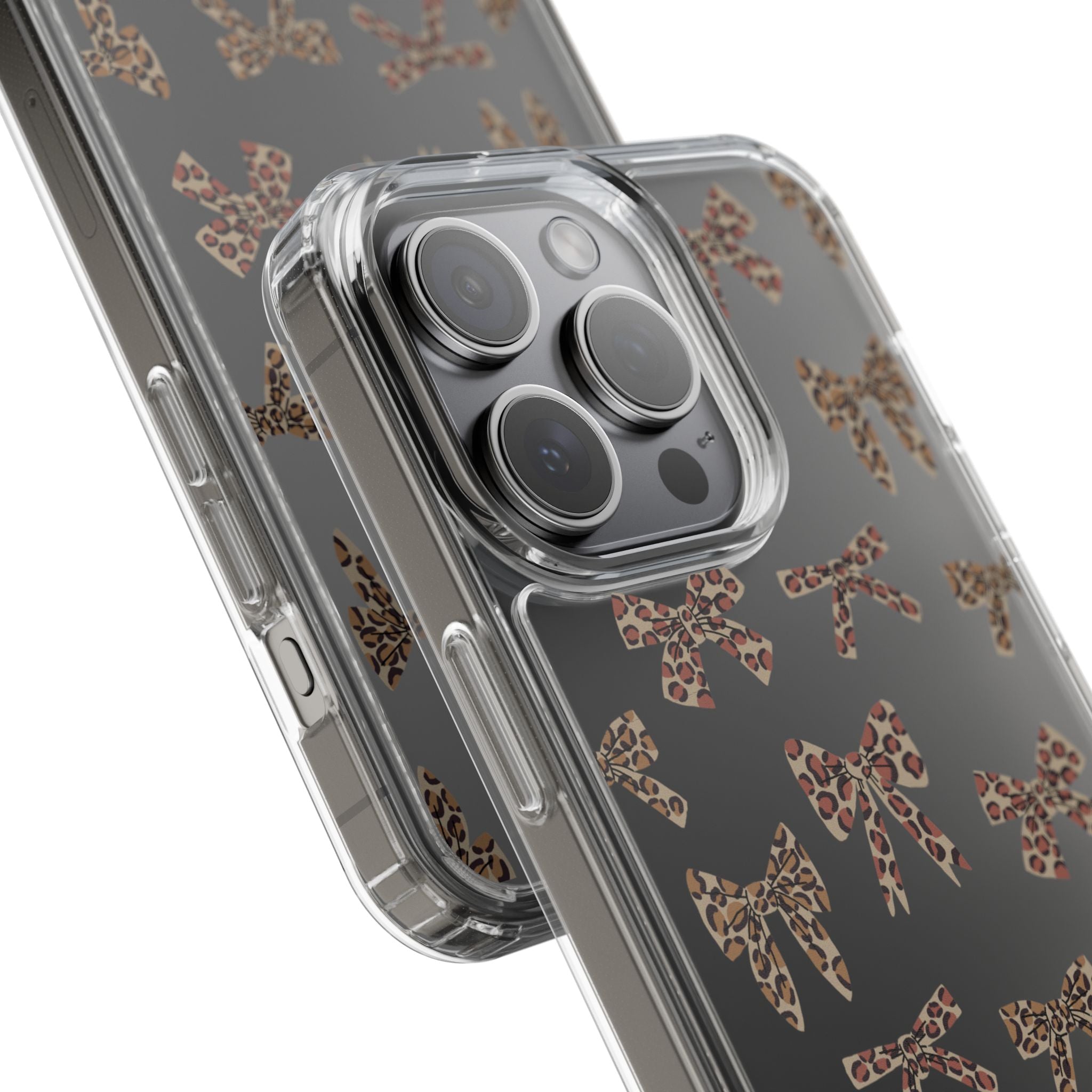 Leopard Bow Clear Phone Case — Transparent iPhone Case with Cute Animal Print Bows