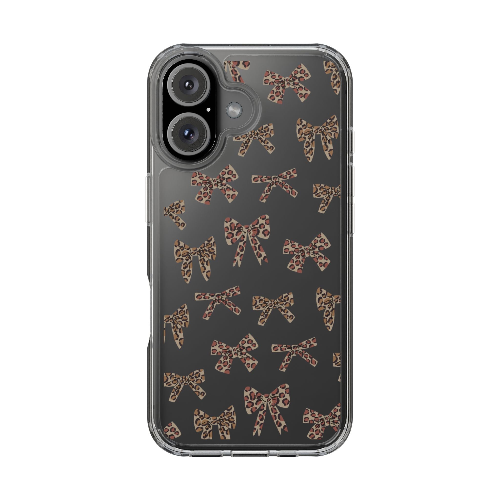 Leopard Bow Clear Phone Case — Transparent iPhone Case with Cute Animal Print Bows