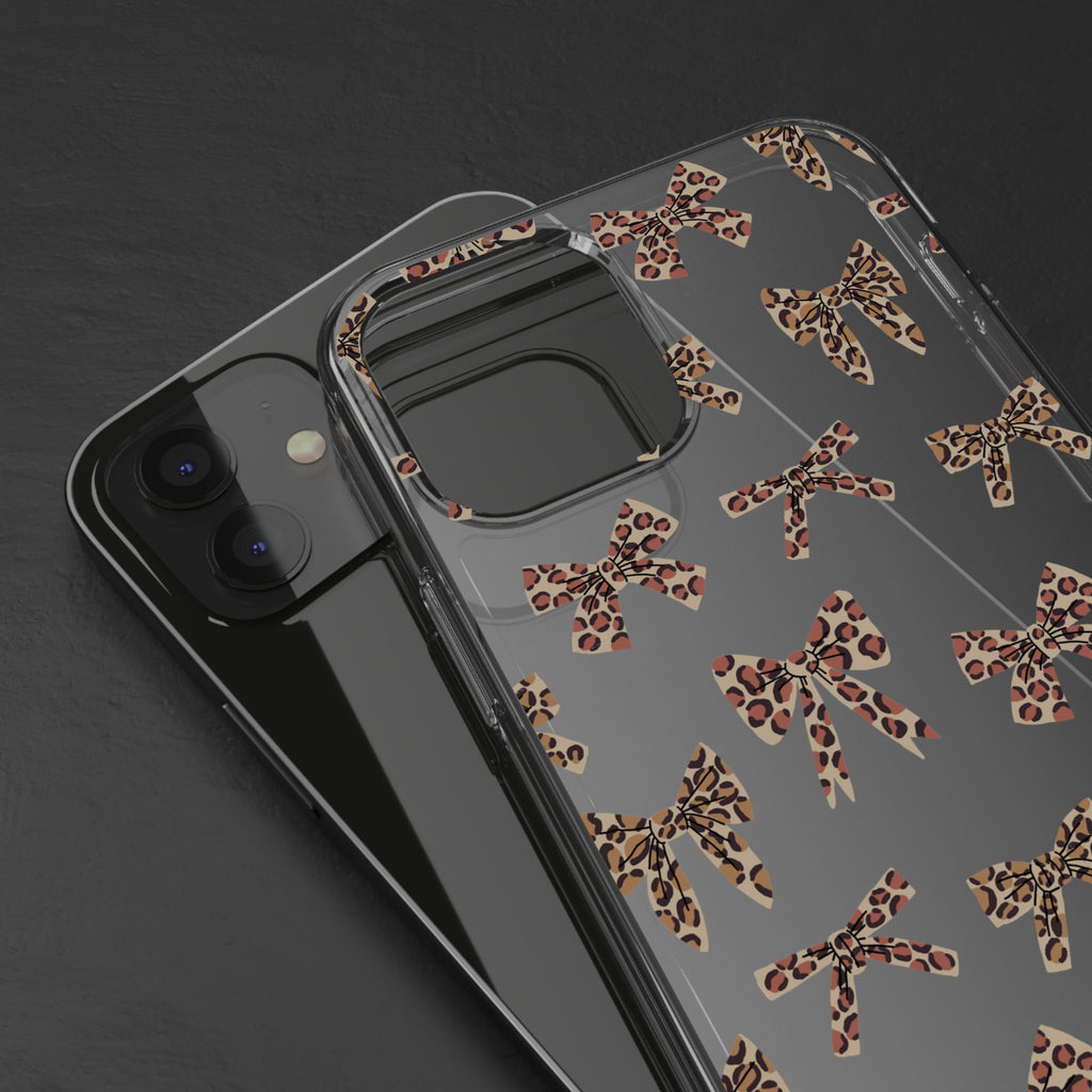 Leopard Bow Clear Phone Case — Transparent iPhone Case with Cute Animal Print Bows