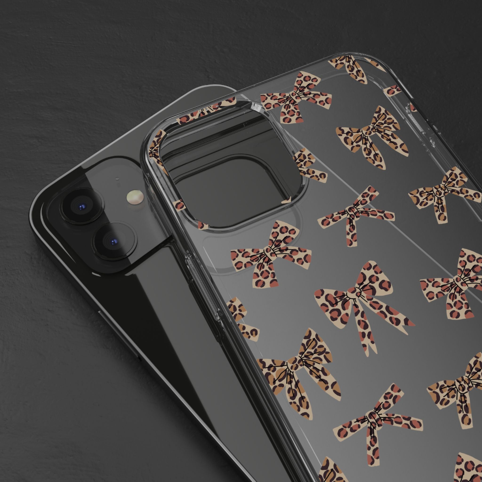 Leopard Bow Clear Phone Case — Transparent iPhone Case with Cute Animal Print Bows