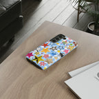 Star Pattern Phone Case – Colorful Stars on Blue Gingham Phone Case
