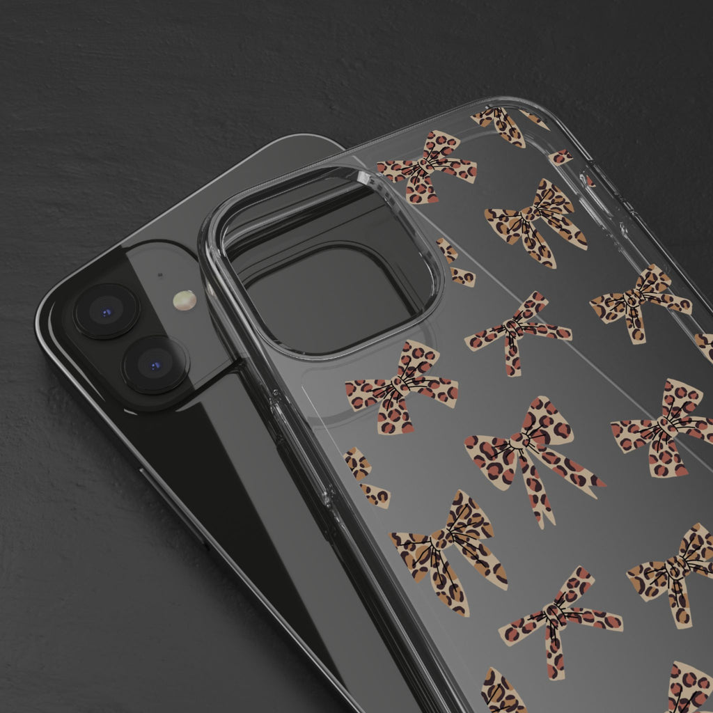 Leopard Bow Clear Phone Case — Transparent iPhone Case with Cute Animal Print Bows