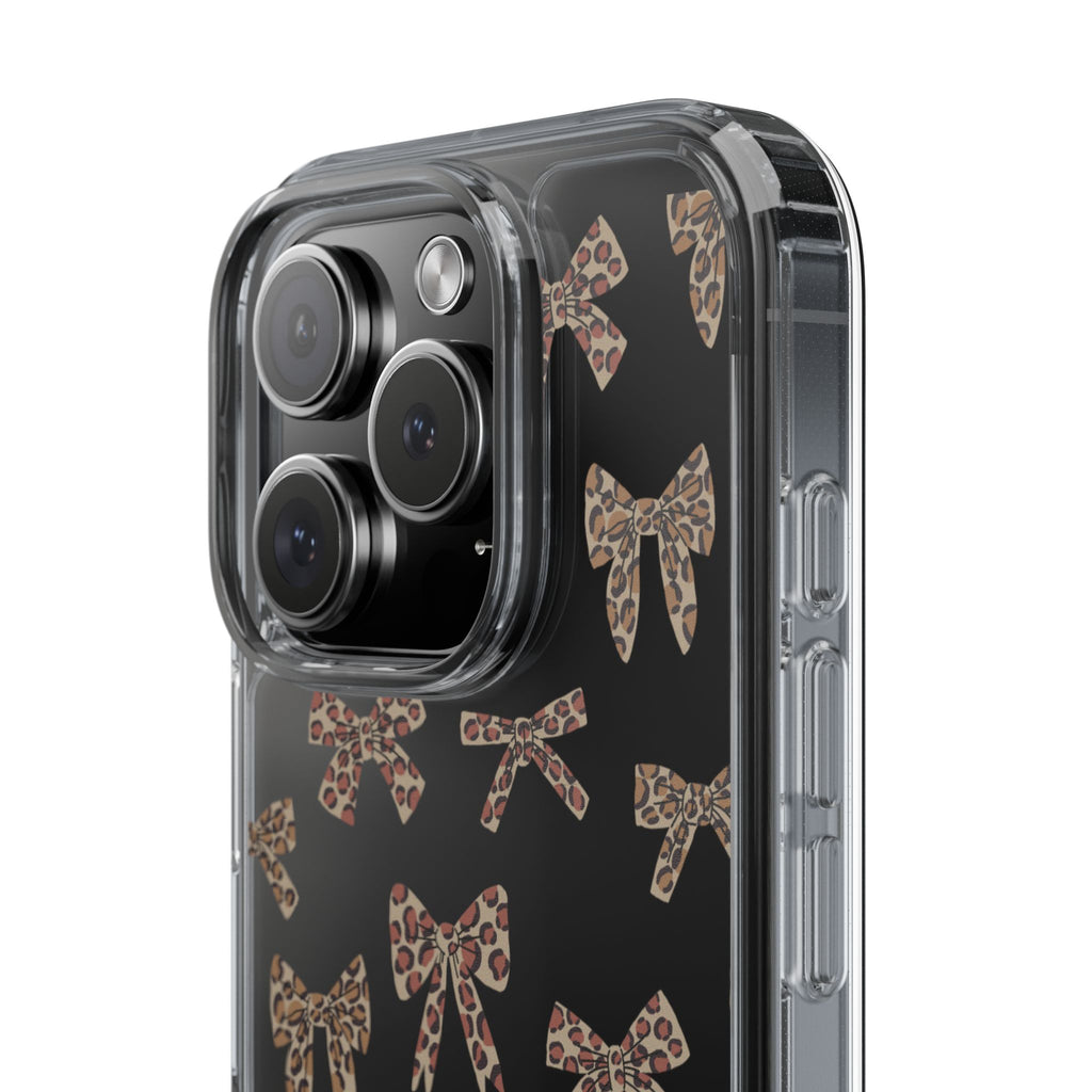 Leopard Bow Clear Phone Case — Transparent iPhone Case with Cute Animal Print Bows