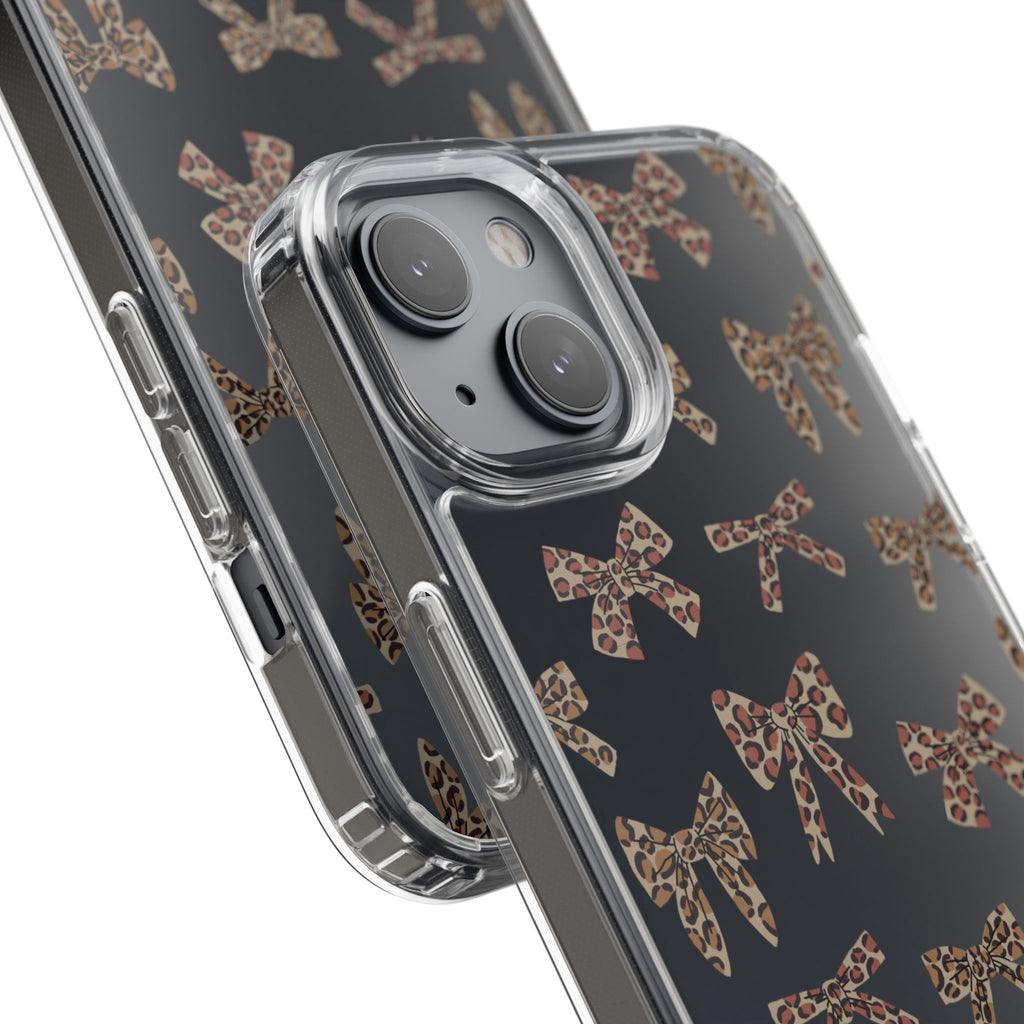 Leopard Bow Clear Phone Case — Transparent iPhone Case with Cute Animal Print Bows