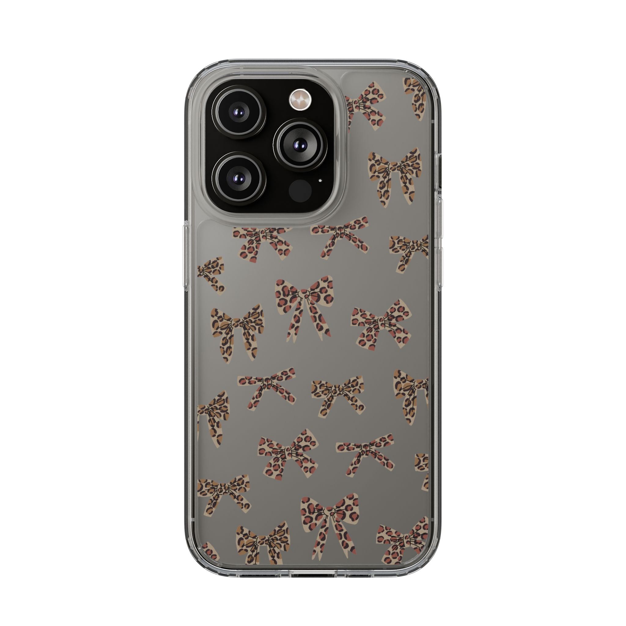 Leopard Bow Clear Phone Case — Transparent iPhone Case with Cute Animal Print Bows