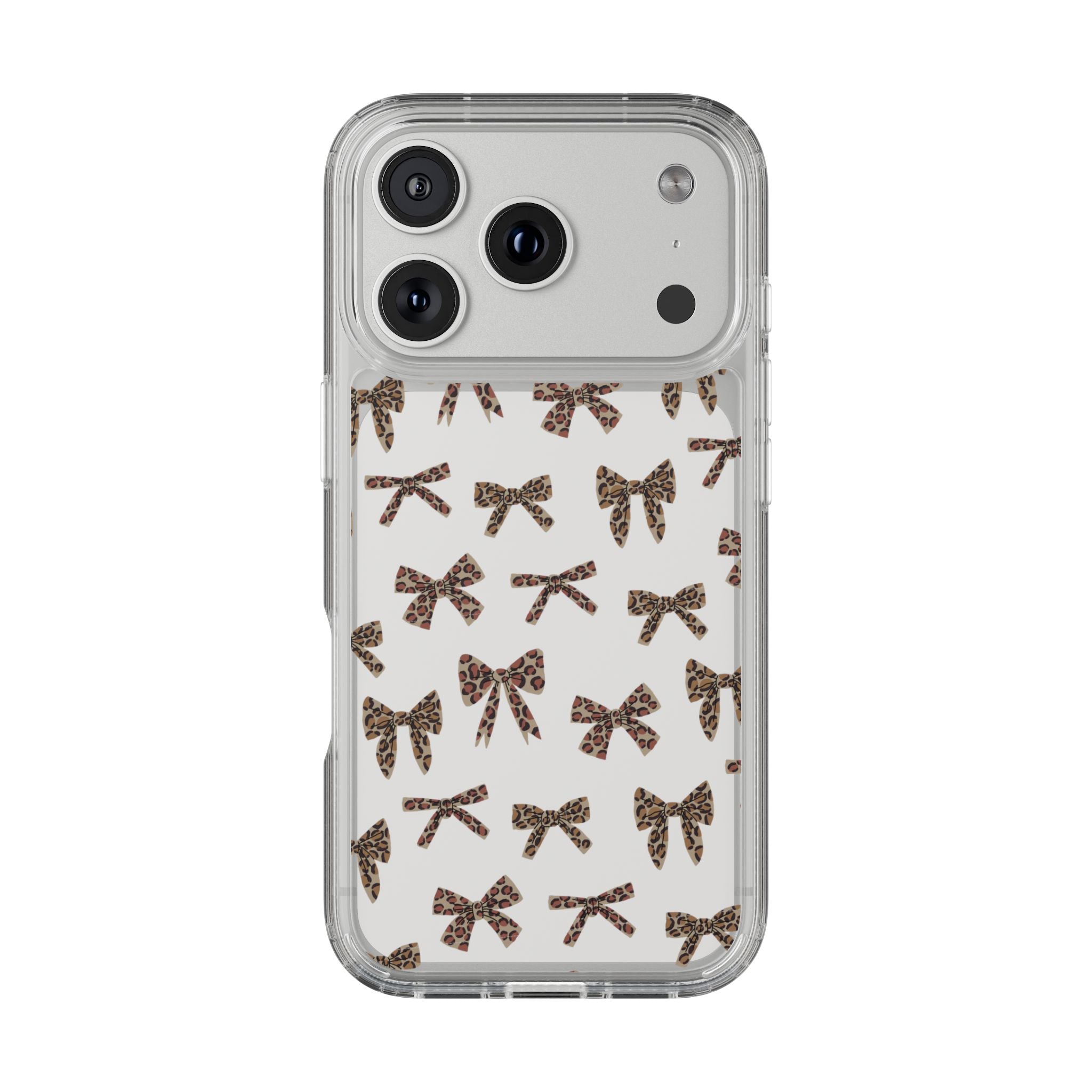 Leopard Bow Clear Phone Case — Transparent iPhone Case with Cute Animal Print Bows