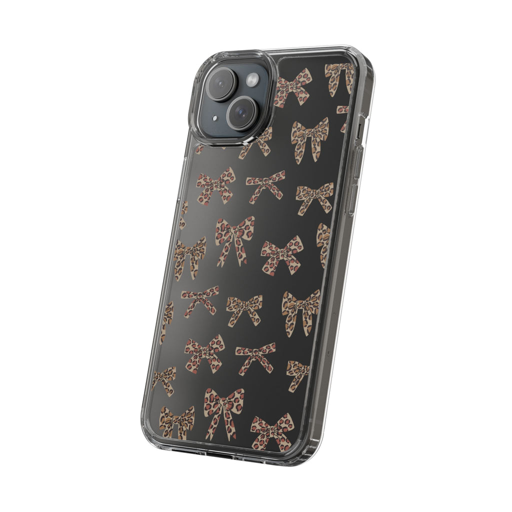 Leopard Bow Clear Phone Case — Transparent iPhone Case with Cute Animal Print Bows