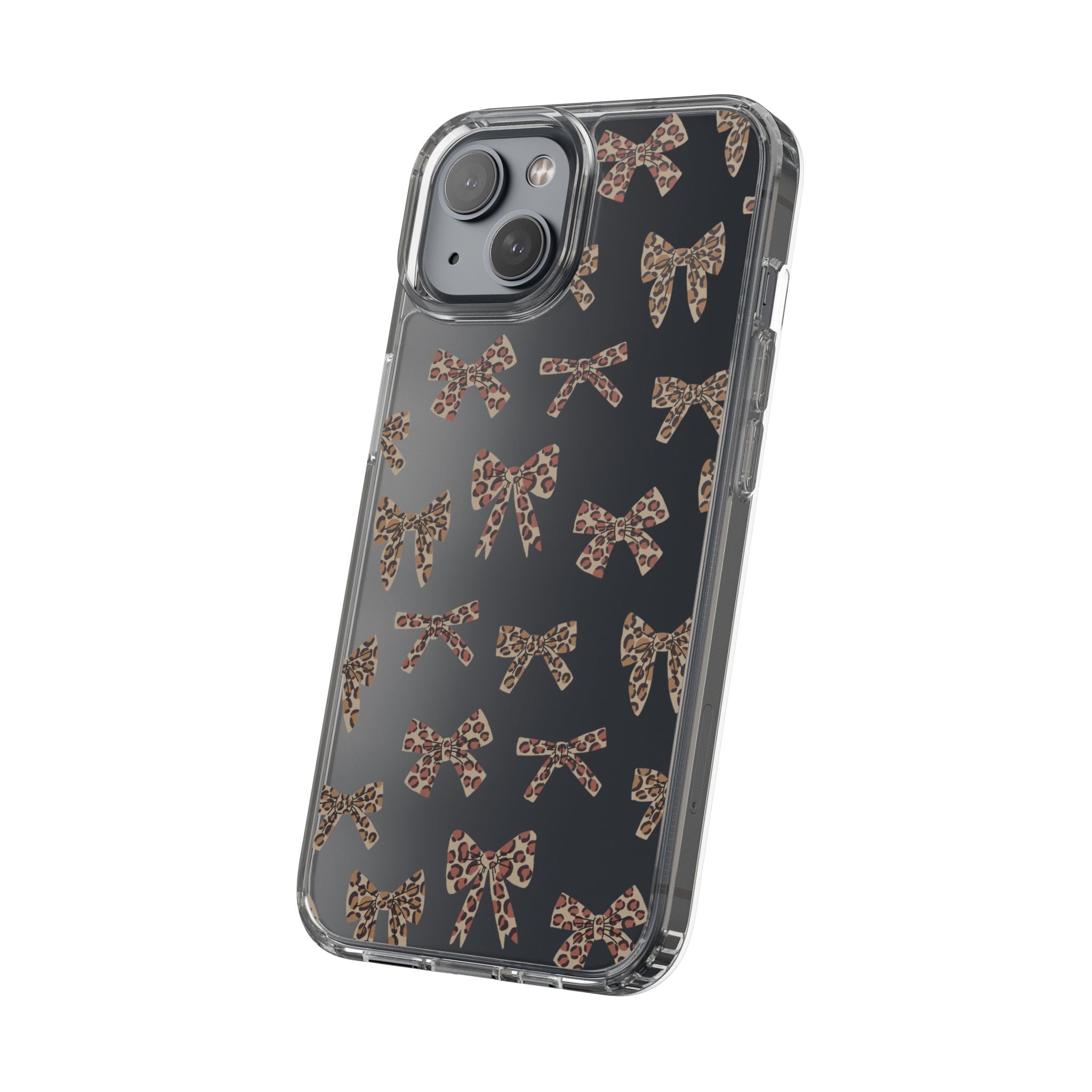 Leopard Bow Clear Phone Case — Transparent iPhone Case with Cute Animal Print Bows