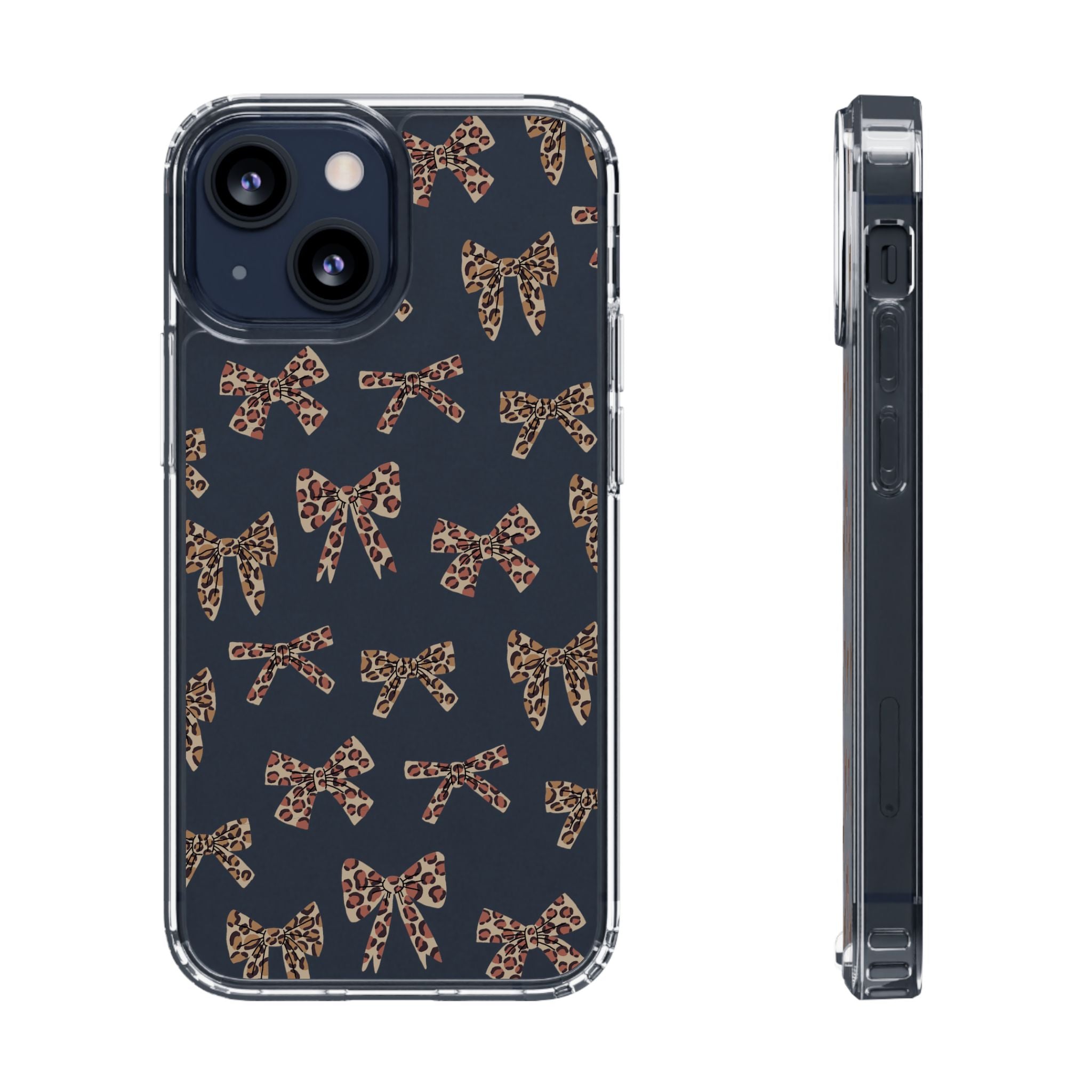Leopard Bow Clear Phone Case — Transparent iPhone Case with Cute Animal Print Bows