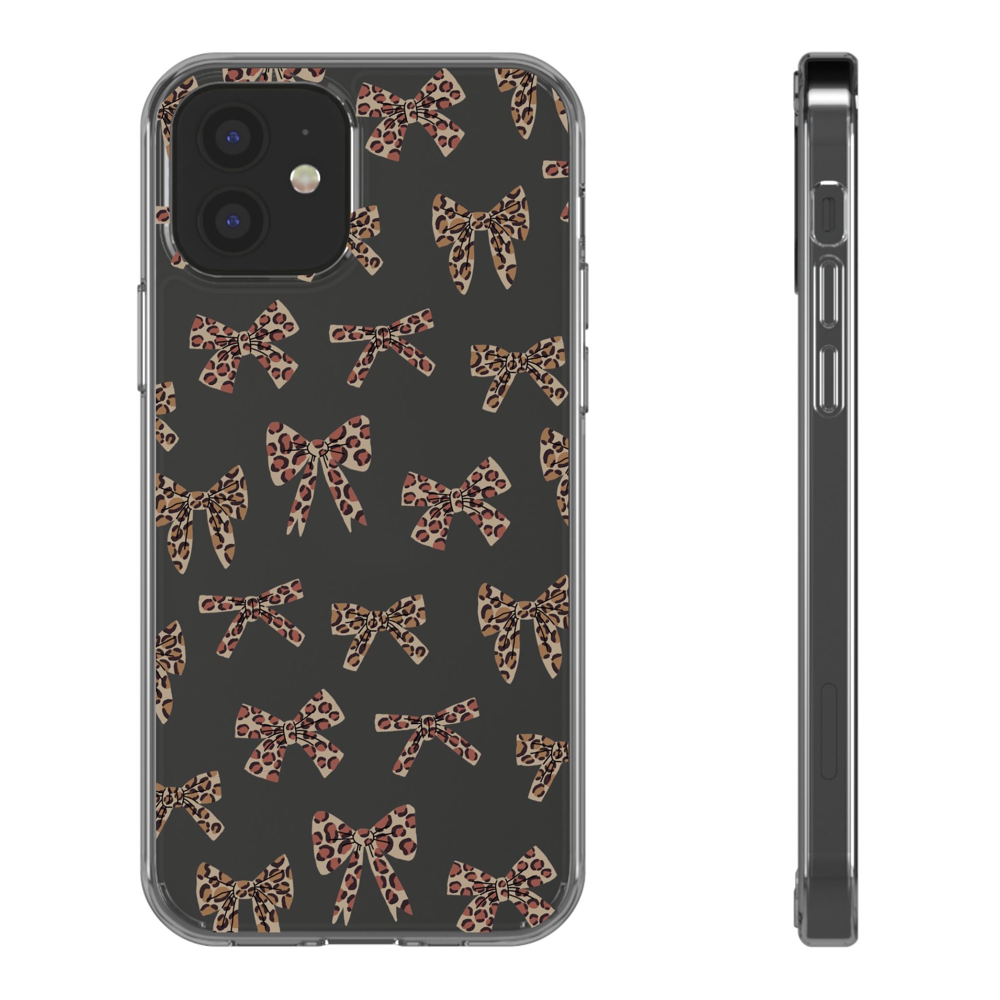 Leopard Bow Clear Phone Case — Transparent iPhone Case with Cute Animal Print Bows