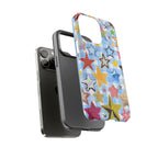 Star Pattern Phone Case – Colorful Stars on Blue Gingham Phone Case