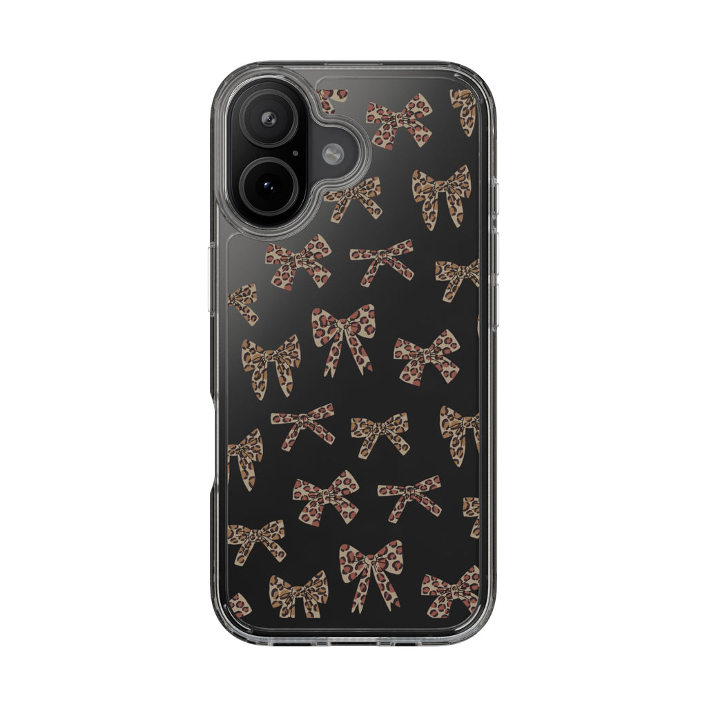 Leopard Bow Clear Phone Case — Transparent iPhone Case with Cute Animal Print Bows