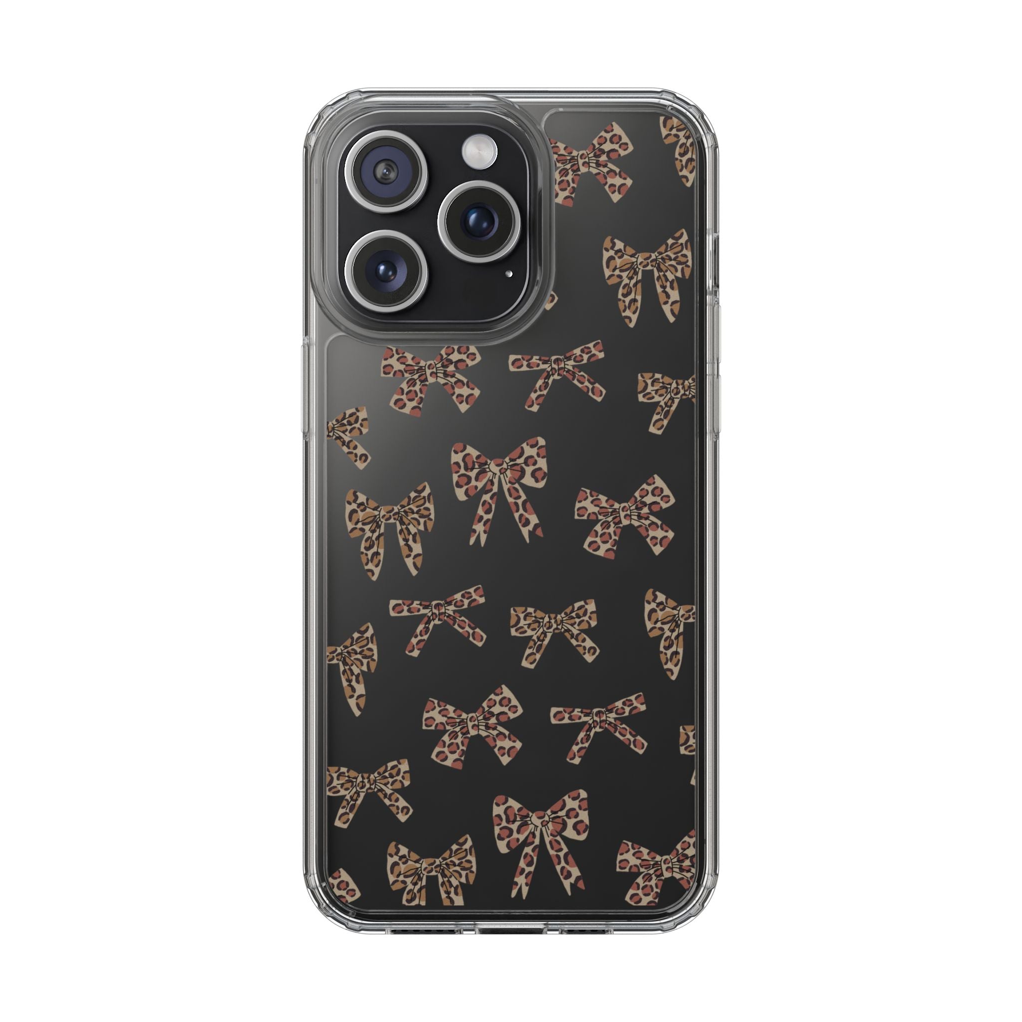 Leopard Bow Clear Phone Case — Transparent iPhone Case with Cute Animal Print Bows