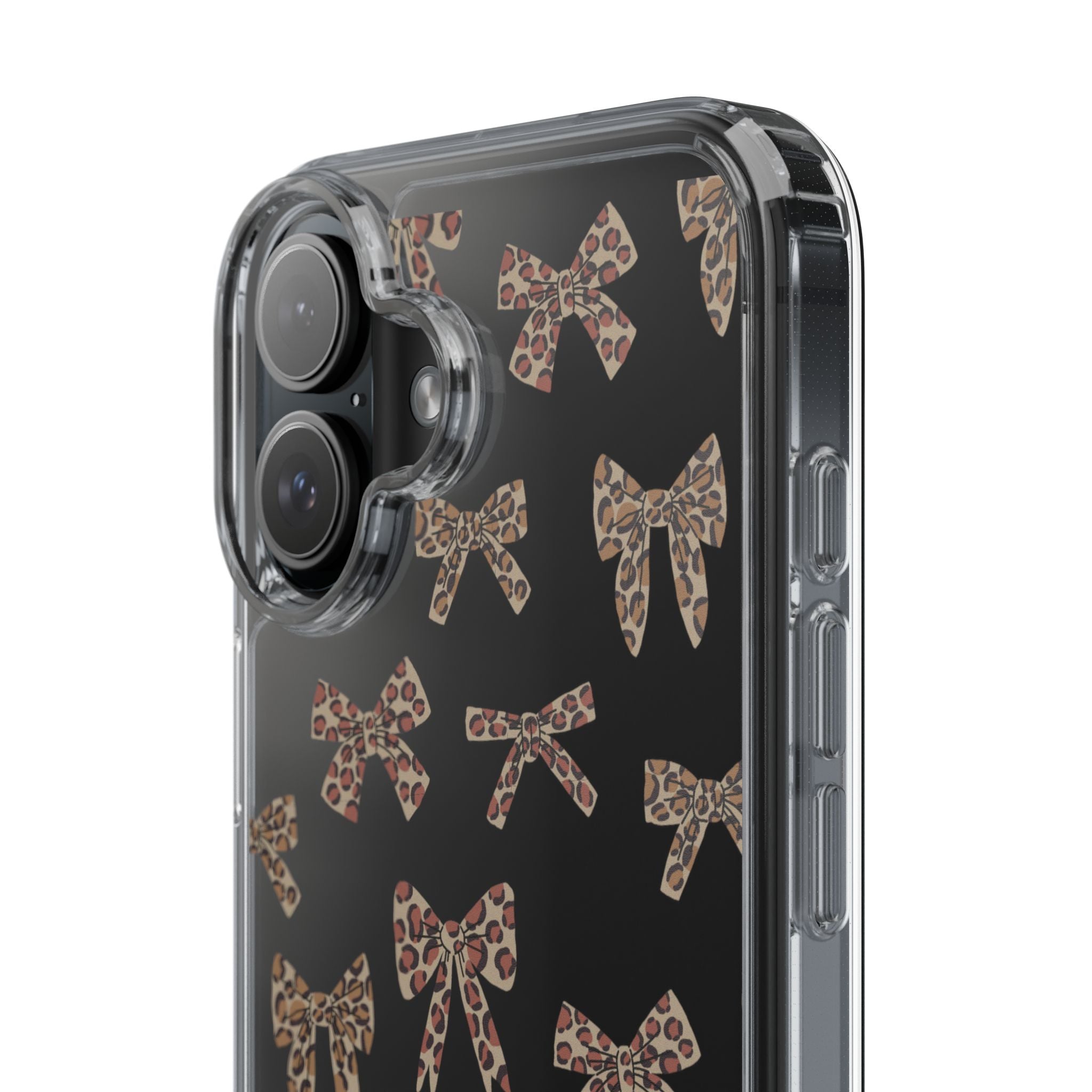 Leopard Bow Clear Phone Case — Transparent iPhone Case with Cute Animal Print Bows