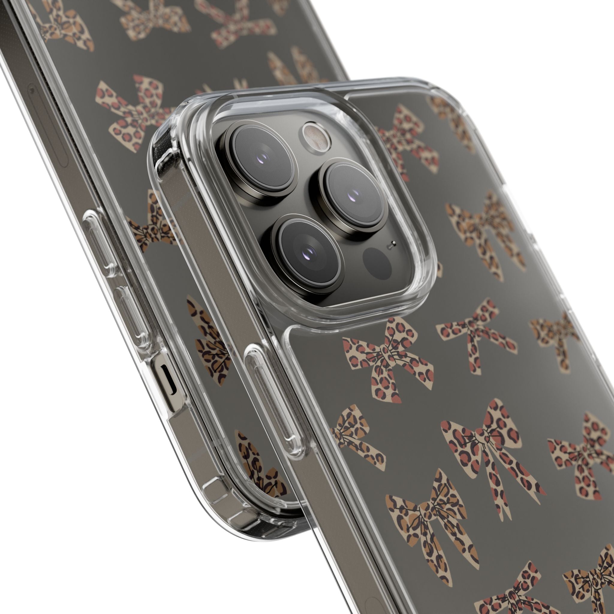 Leopard Bow Clear Phone Case — Transparent iPhone Case with Cute Animal Print Bows