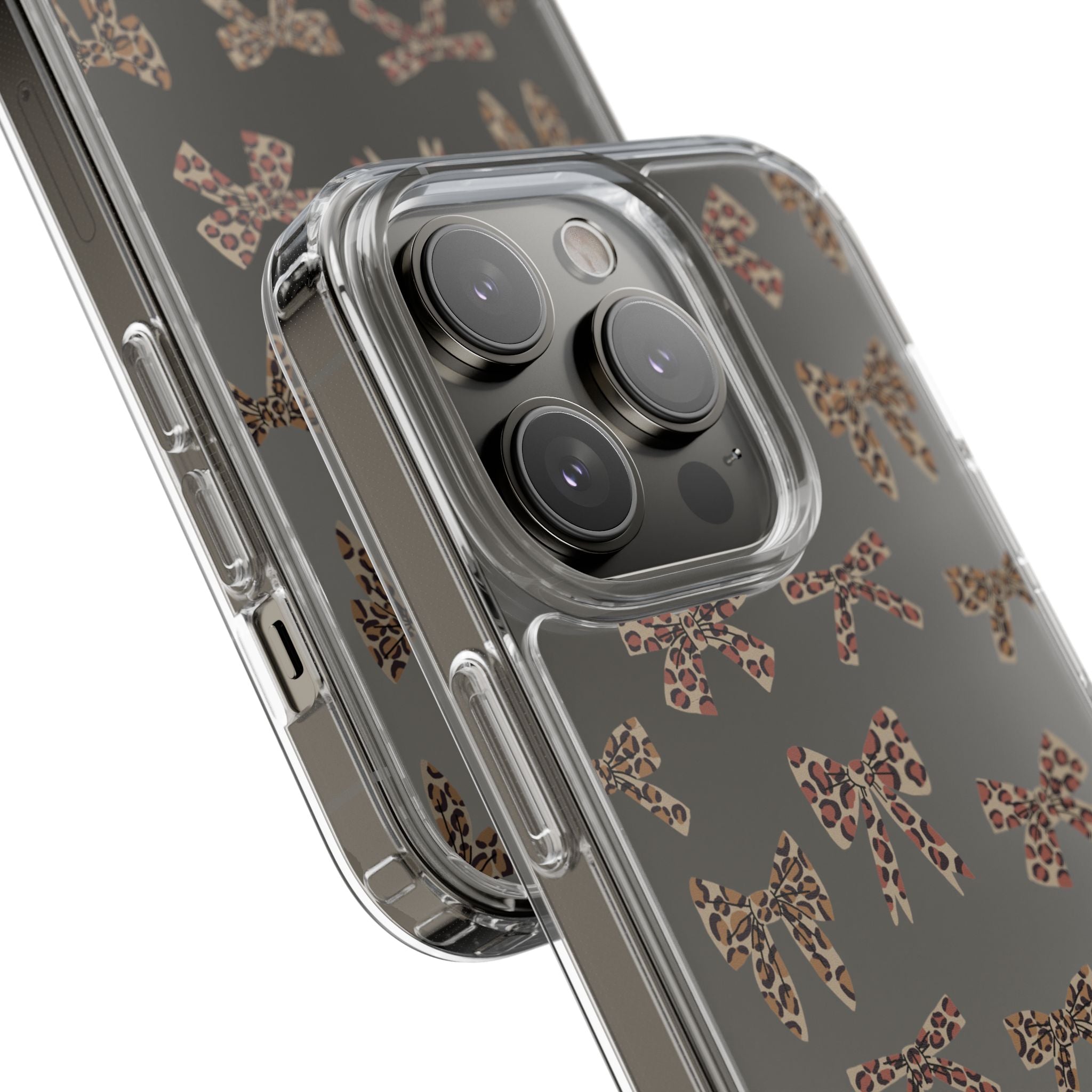 Leopard Bow Clear Phone Case — Transparent iPhone Case with Cute Animal Print Bows