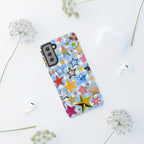 Star Pattern Phone Case – Colorful Stars on Blue Gingham Phone Case