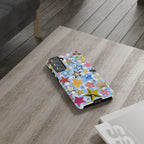 Star Pattern Phone Case – Colorful Stars on Blue Gingham Phone Case