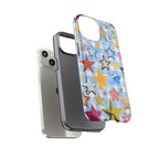 Star Pattern Phone Case – Colorful Stars on Blue Gingham Phone Case