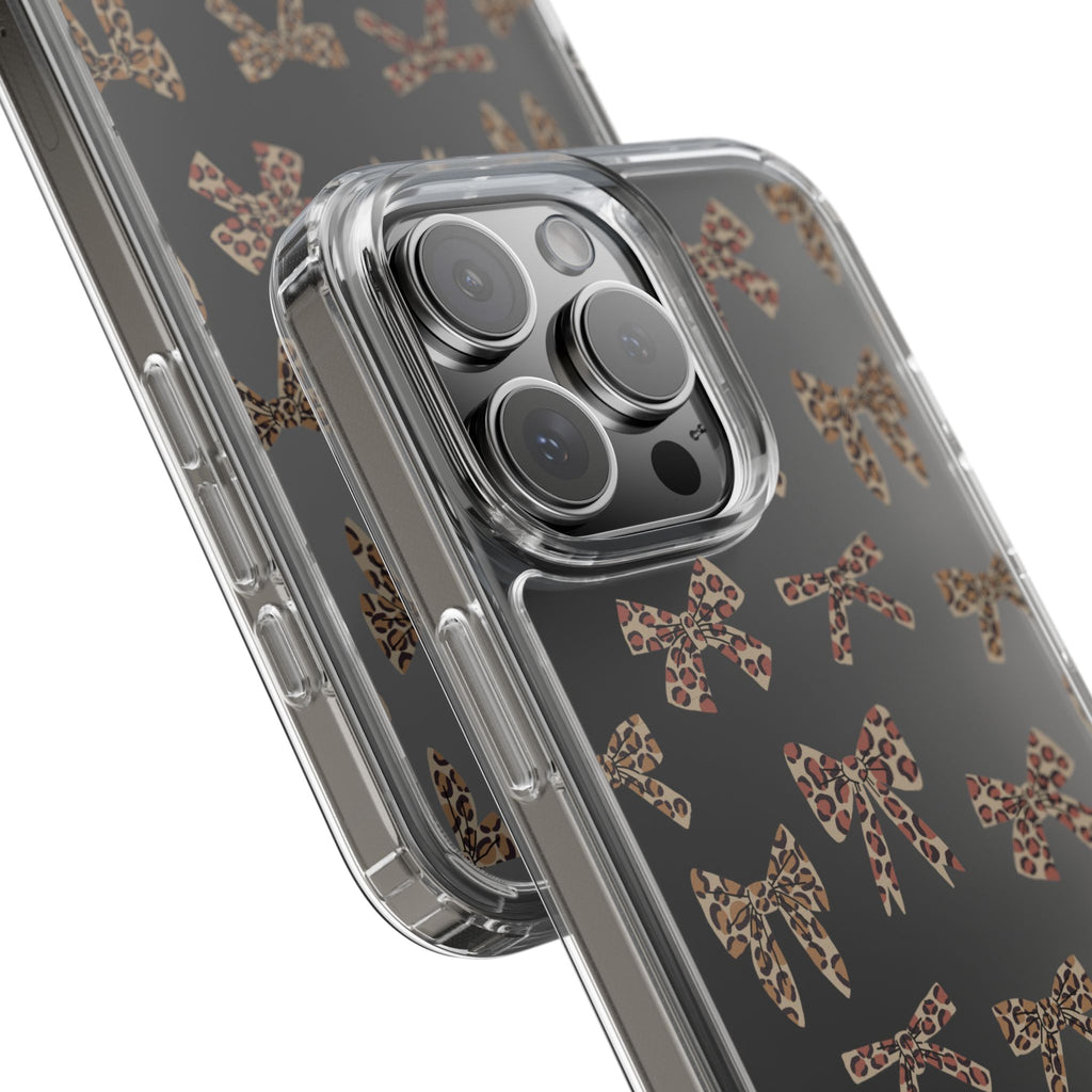 Leopard Bow Clear Phone Case — Transparent iPhone Case with Cute Animal Print Bows