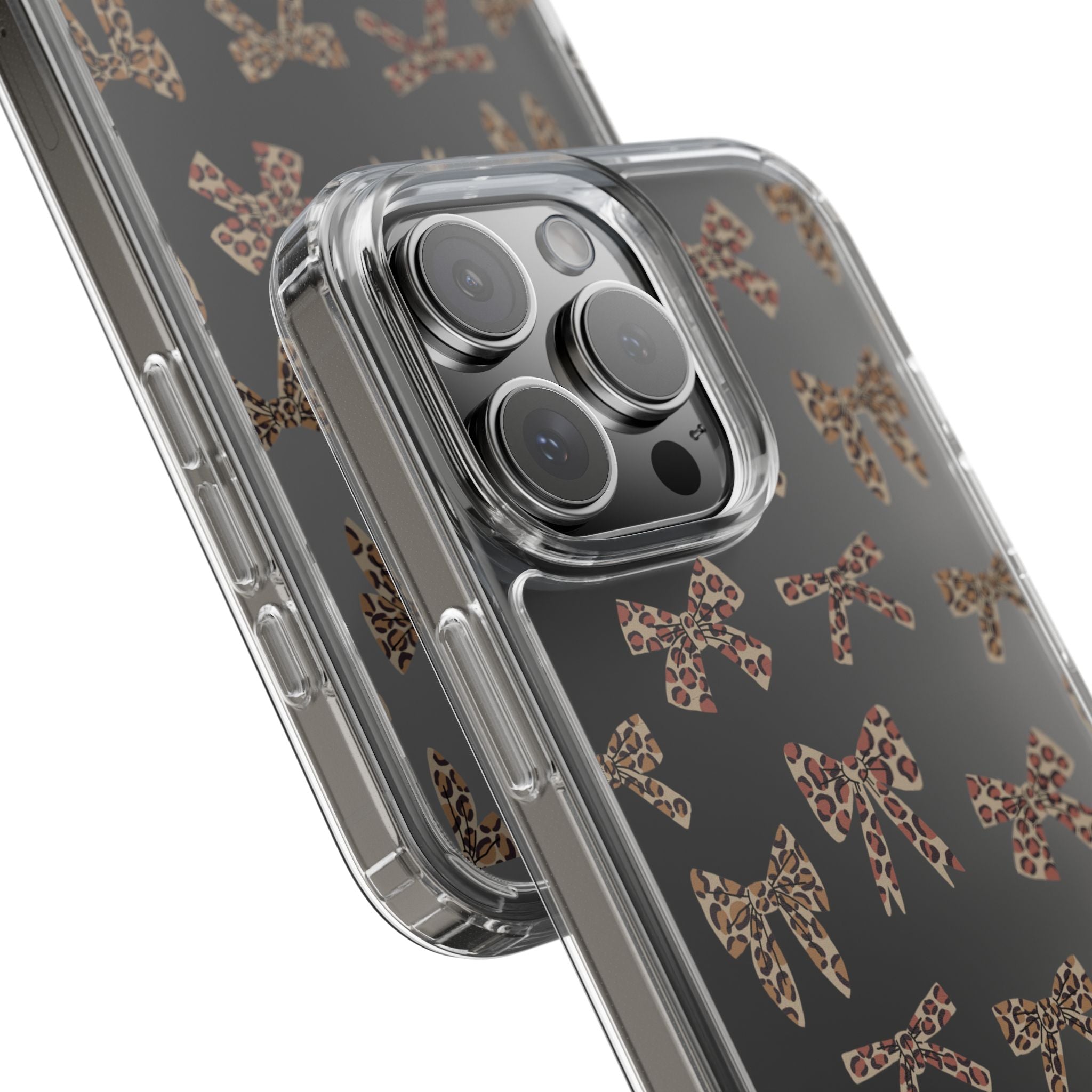 Leopard Bow Clear Phone Case — Transparent iPhone Case with Cute Animal Print Bows