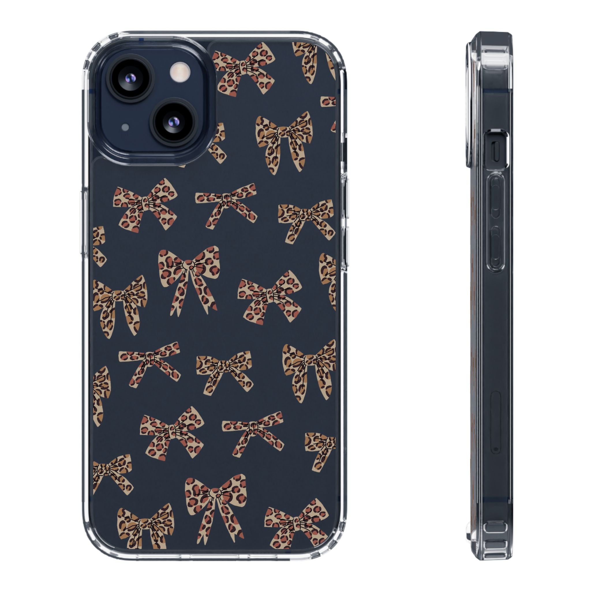 Leopard Bow Clear Phone Case — Transparent iPhone Case with Cute Animal Print Bows