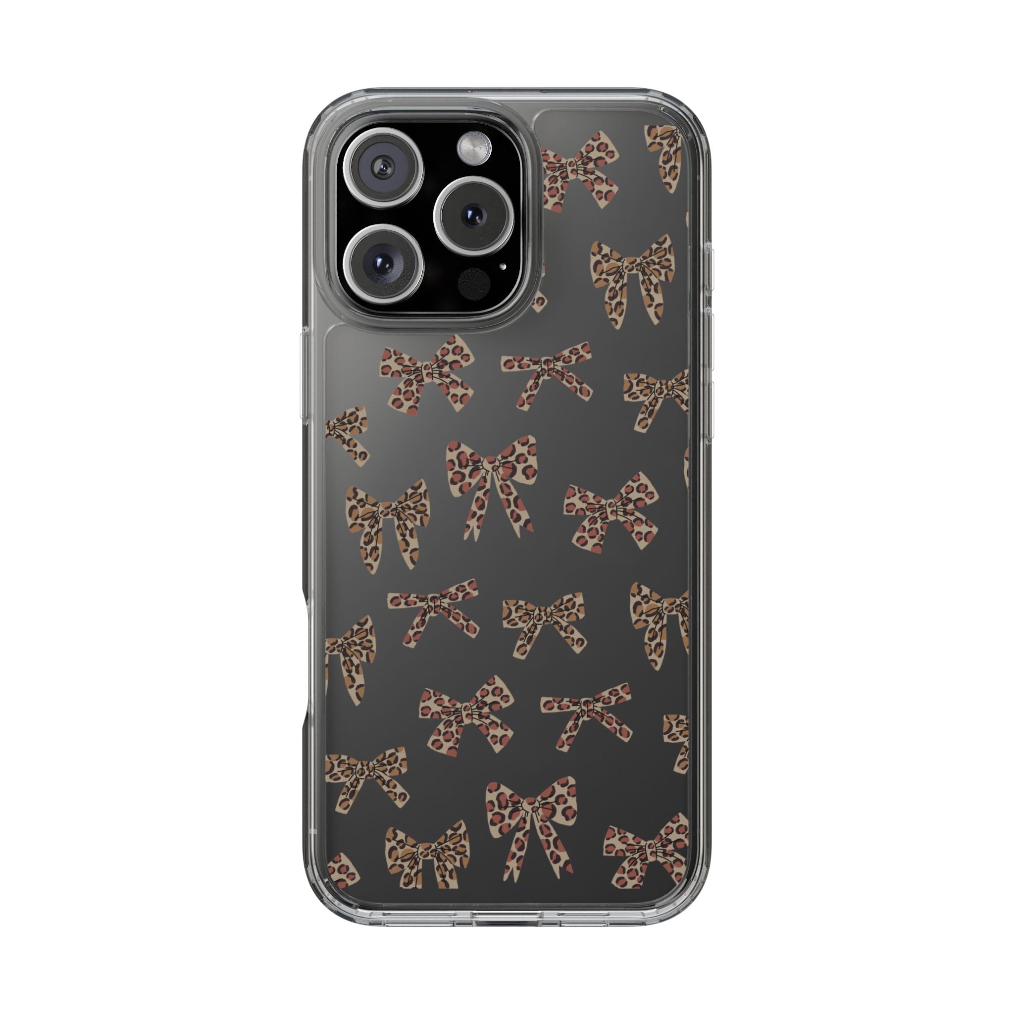 Leopard Bow Clear Phone Case — Transparent iPhone Case with Cute Animal Print Bows