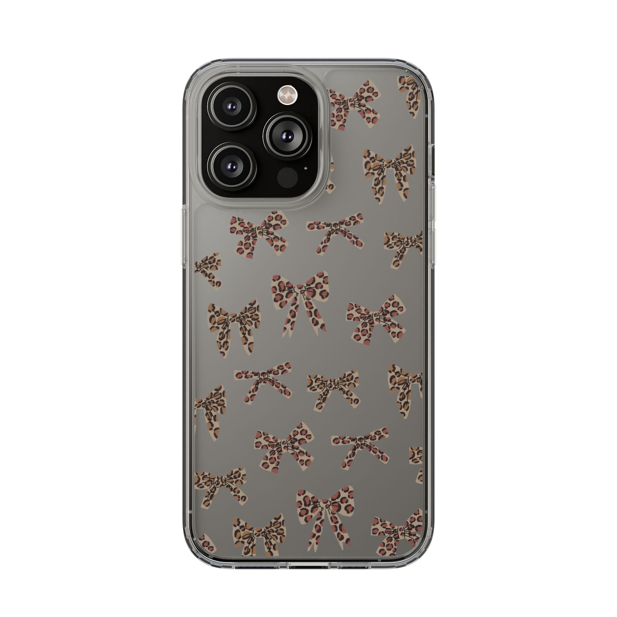 Leopard Bow Clear Phone Case — Transparent iPhone Case with Cute Animal Print Bows