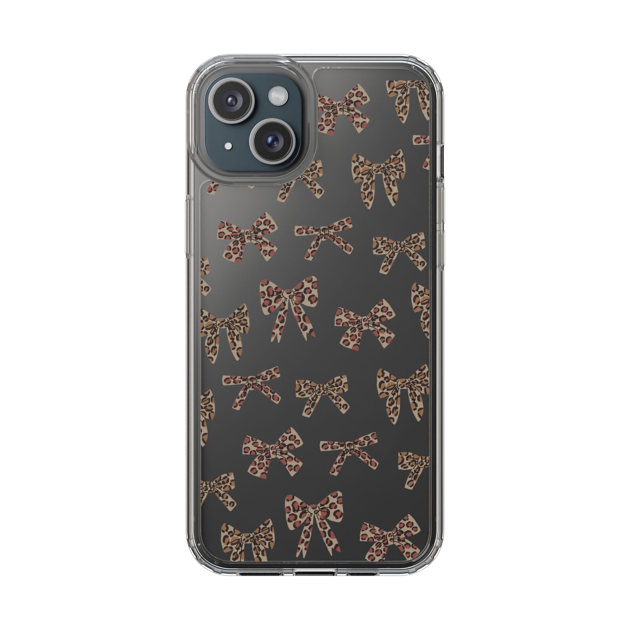Leopard Bow Clear Phone Case — Transparent iPhone Case with Cute Animal Print Bows