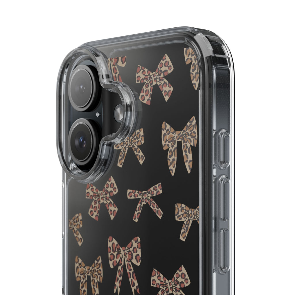 Leopard Bow Clear Phone Case — Transparent iPhone Case with Cute Animal Print Bows