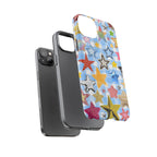 Star Pattern Phone Case – Colorful Stars on Blue Gingham Phone Case
